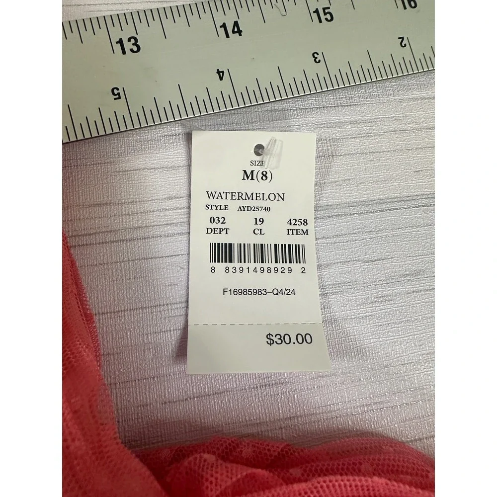 Zenzi Girls Watermelon Pink Swiss Dot Tulle Tiered Ruffle Party Dress Size M 8